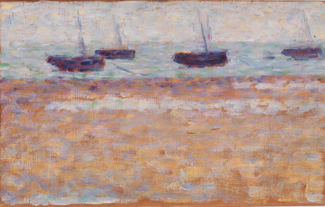 Cztery łodzie w Grandcamp autorstwa Georges Seurat