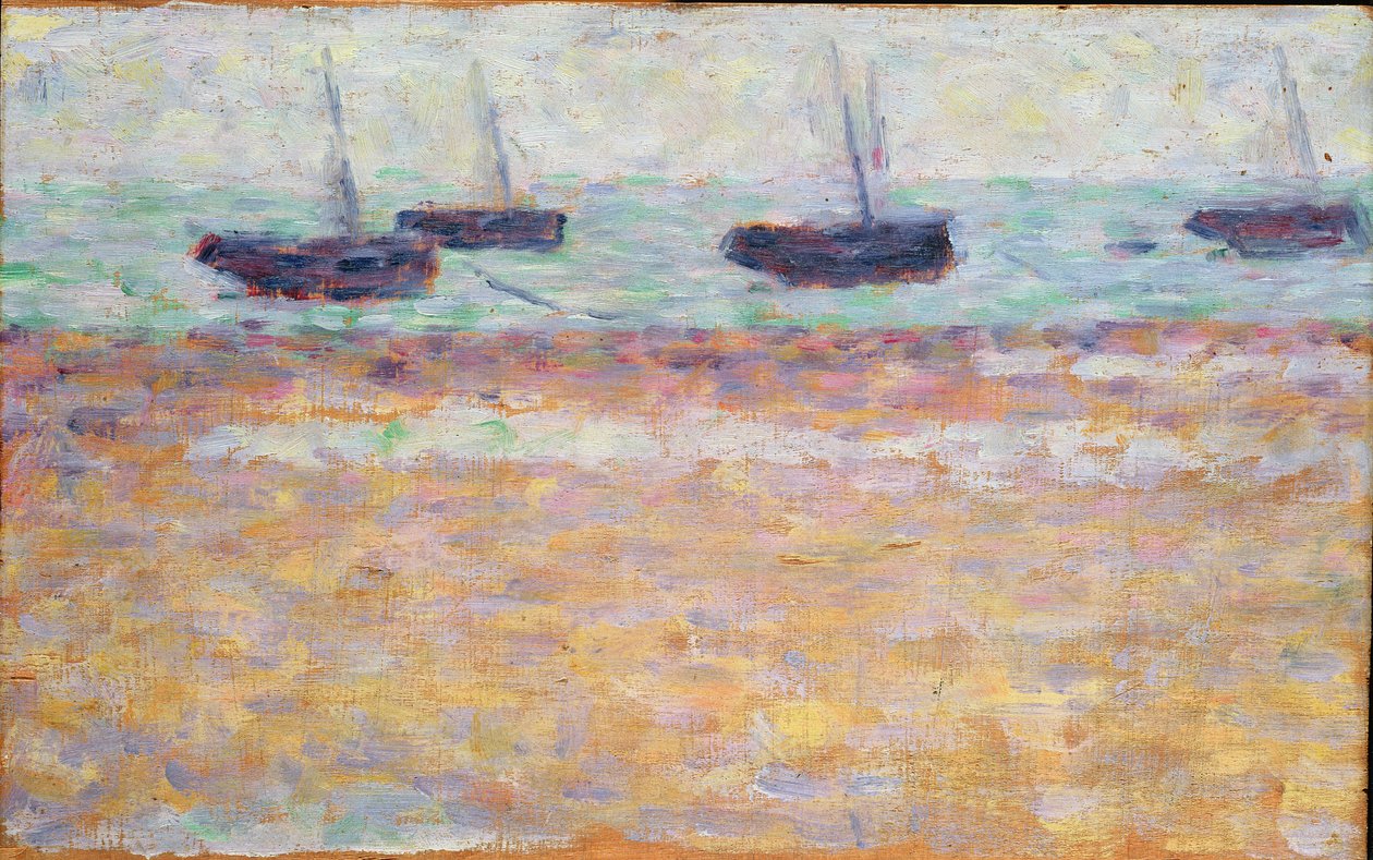 Port Grandcamp (cztery łodzie) autorstwa Georges Seurat