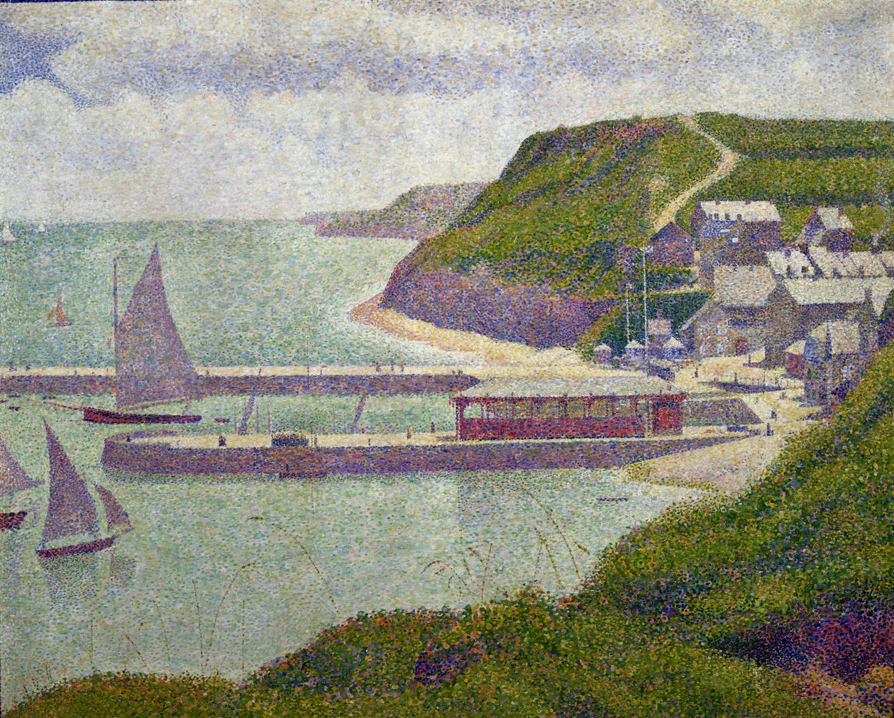 Port w Port-en-Bessin podczas przypływu, 1888 autorstwa Georges Seurat