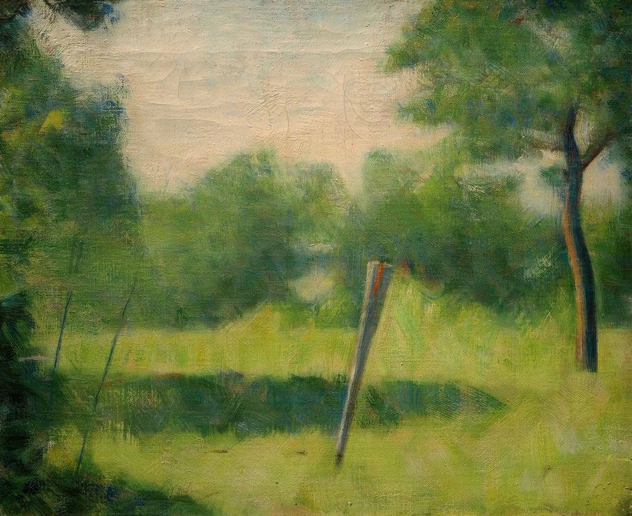 Paysage au piquet (krajobraz z tyczką) autorstwa Georges Seurat
