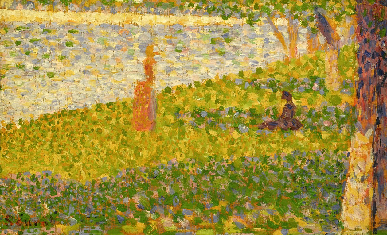 Kobiety na brzegu rzeki, studium dla La Grande Jatte, ok. 1885-86 autorstwa Georges Seurat