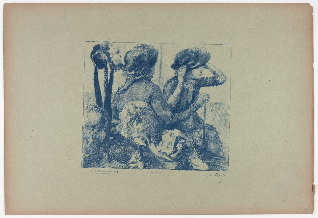 Kobiety w sklepie z kapeluszami autorstwa Georges William Thornley