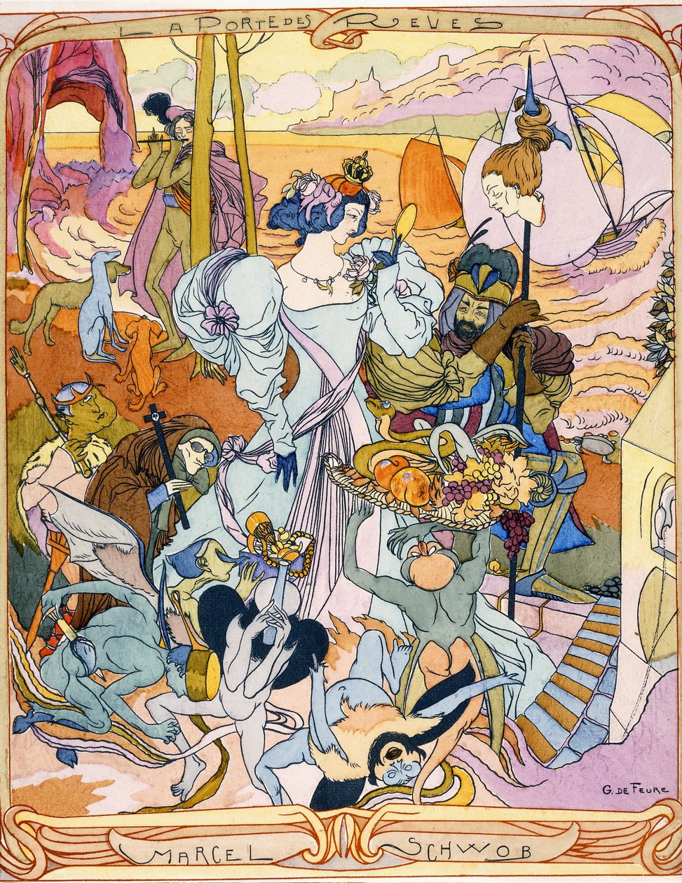 Centralny panel ilustracji tryptyku z książki „La Porte des Reves” Marcela Schwob autorstwa Georges de Feure
