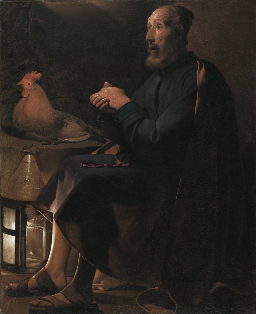 Francuski: Les larmes de Saint-Pierre Saint Peter Repentant autorstwa Georges de La Tour