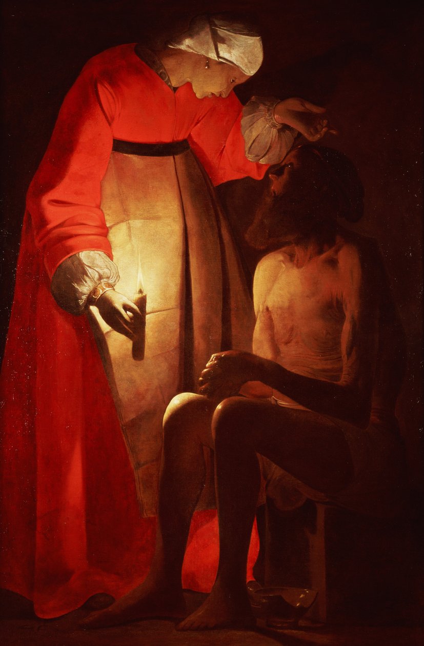 Hiob wyśmiewany przez żonę autorstwa Georges de La Tour