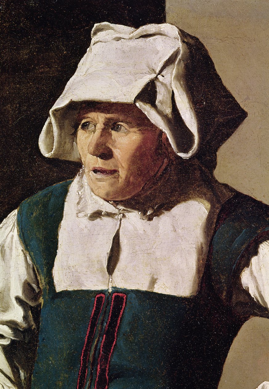 Stara kobieta, fragment głowy, ok. 1618-19 (detal z 242455) autorstwa Georges de La Tour