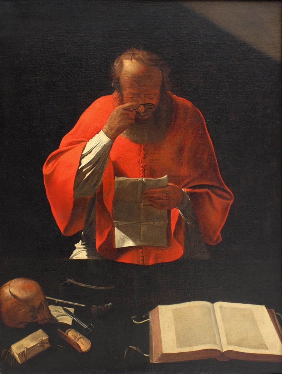 Św. Hieronim czytanie kopii, ok. 1636 autorstwa Georges de La Tour