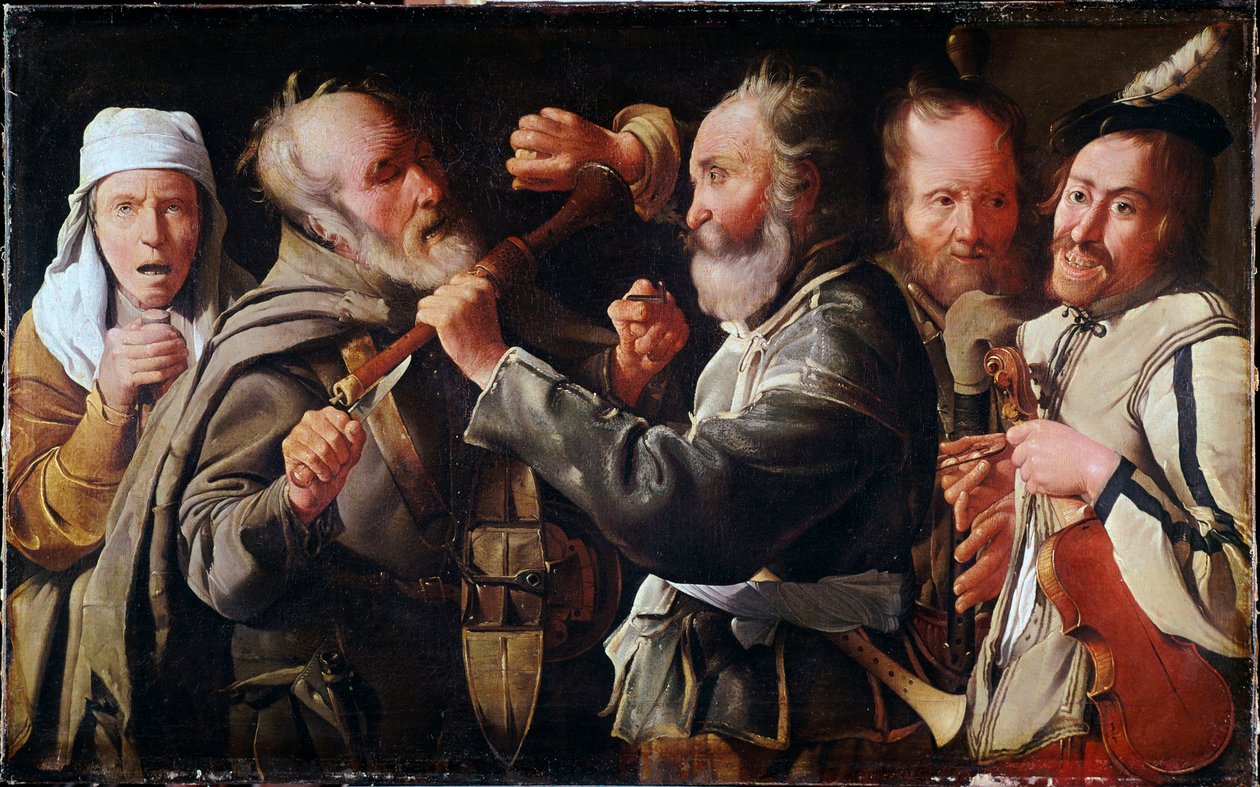 Bójka między muzykami (olej na płótnie) autorstwa Georges de La Tour