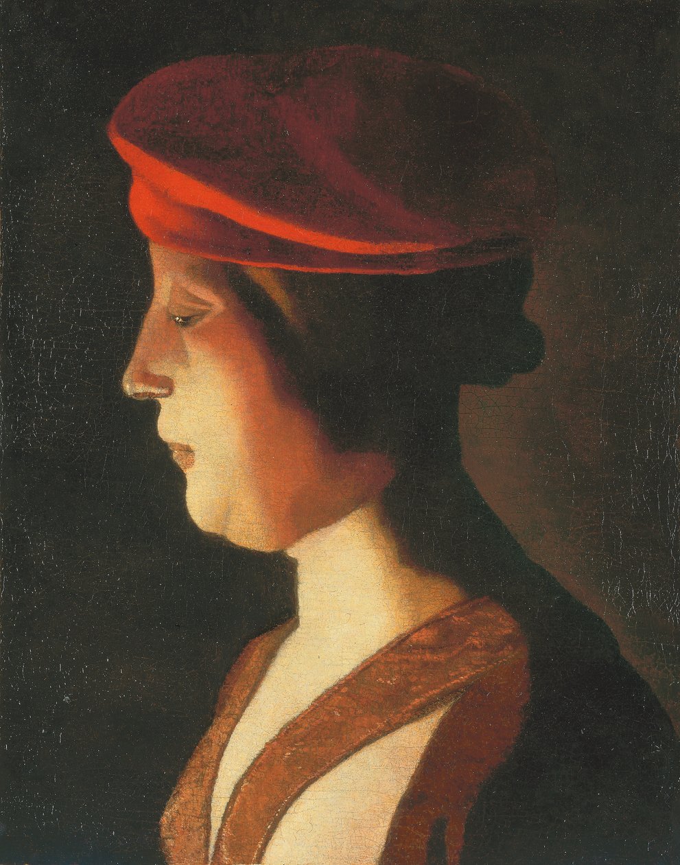 Głowa kobiety; fragment (olej na płótnie) autorstwa Georges de La Tour