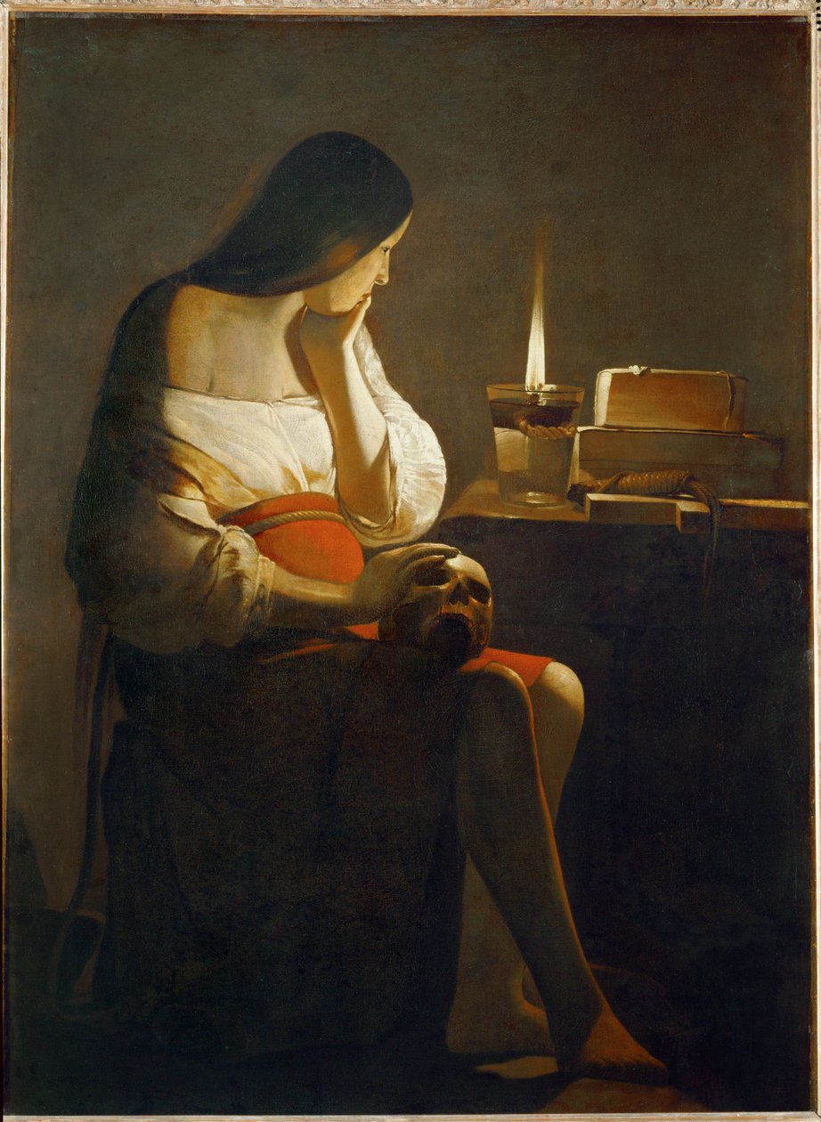La Madeleine a la Veilleuse - Magdalena z nocną lampką ... autorstwa Georges de La Tour