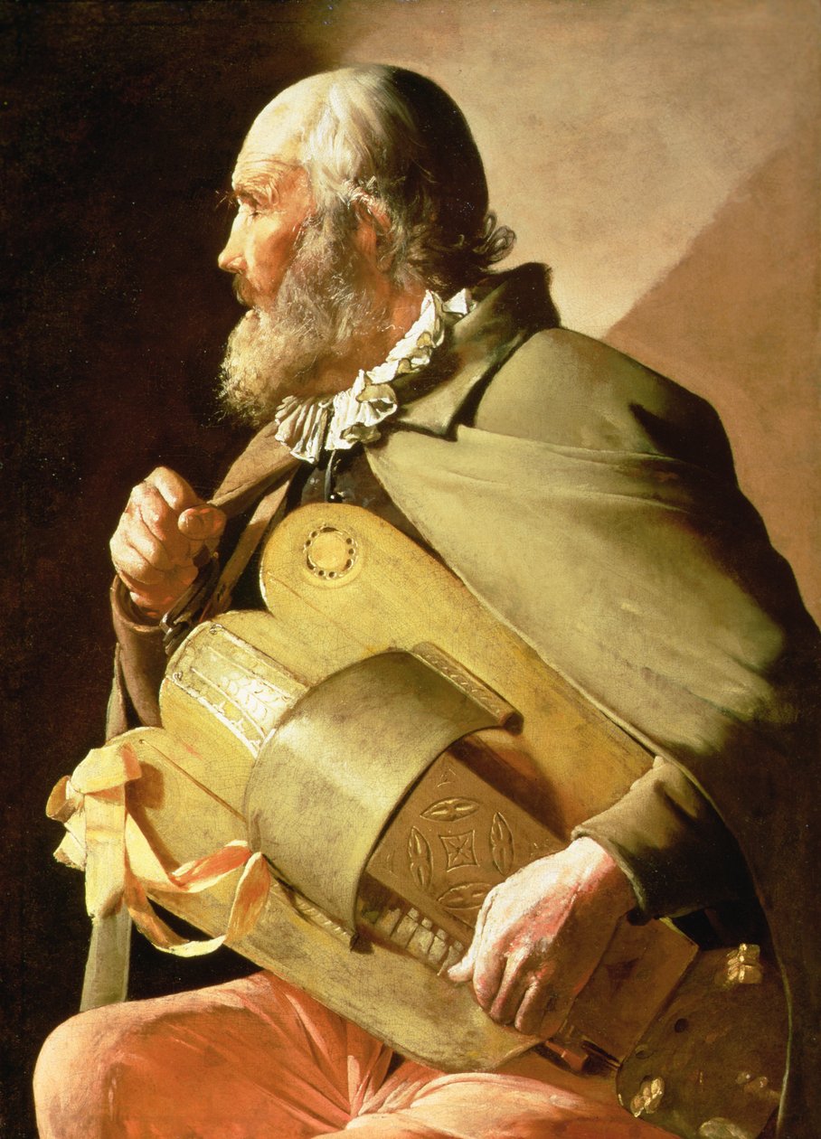 Ślepy lira korbowa (olej na płótnie) autorstwa Georges de La Tour