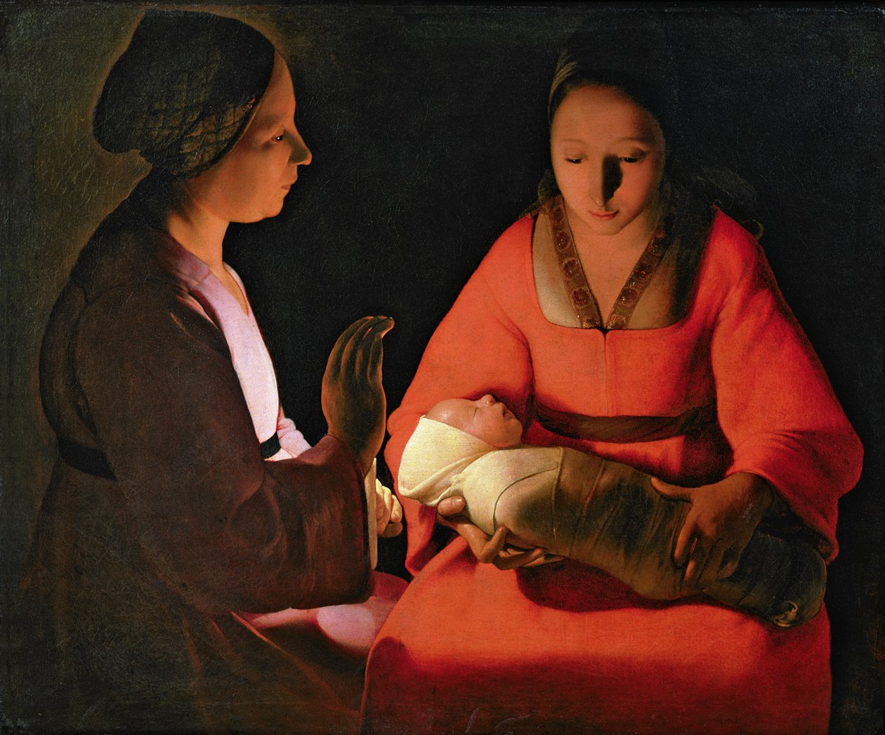 Nowo narodzone dziecko, koniec lat 40. XVII wieku (olej na płótnie) autorstwa Georges de La Tour