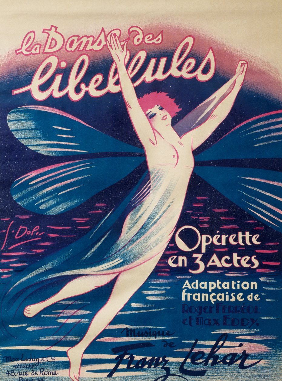 Plakat do Tańca ważek, operetka, francuska adaptacja Rogera Ferreola i Maxa Eddy