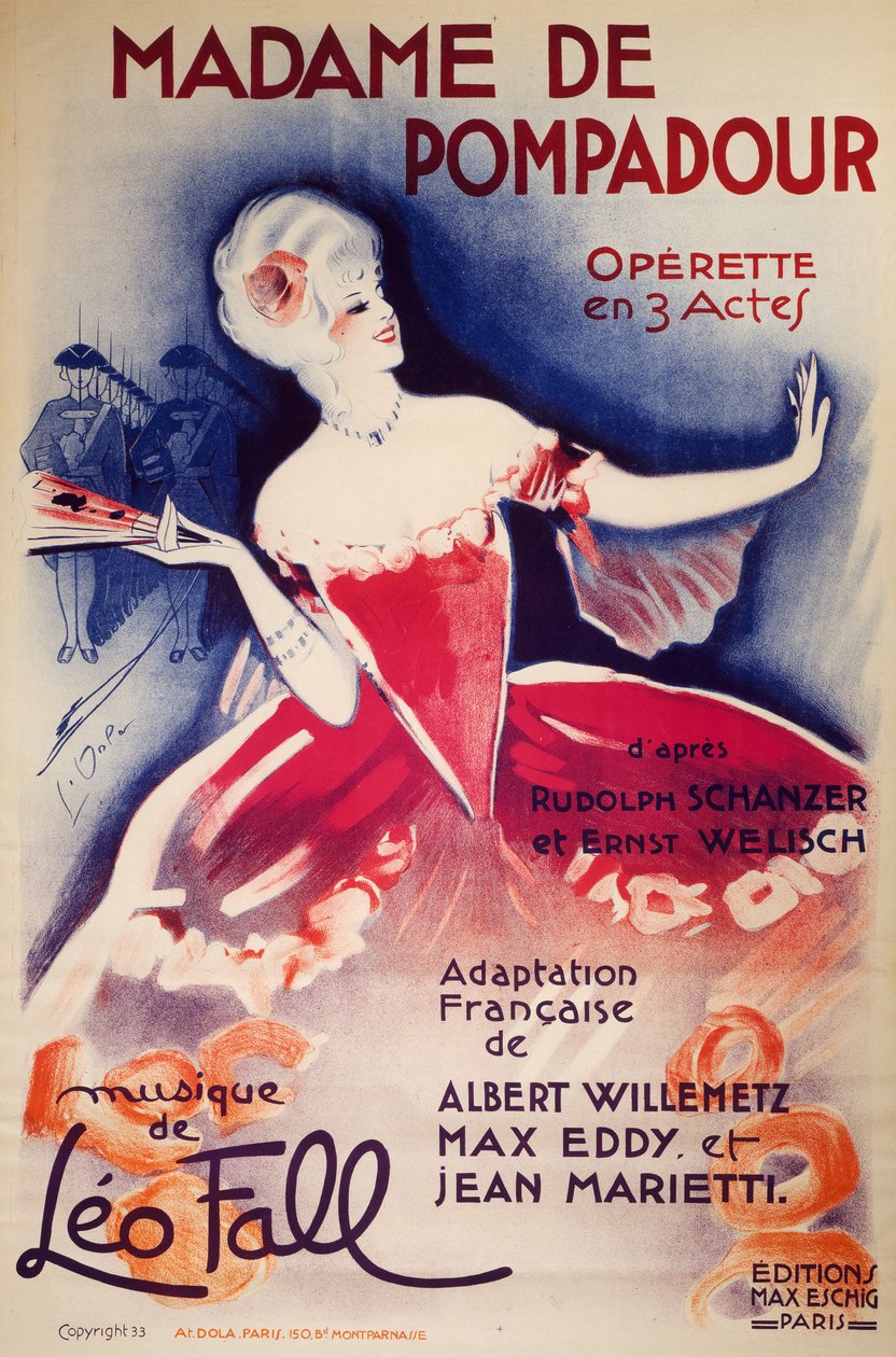 Plakat do Madame De Pompadour, operetka, francuska adaptacja Alberta Willemetza, Maxa Eddy
