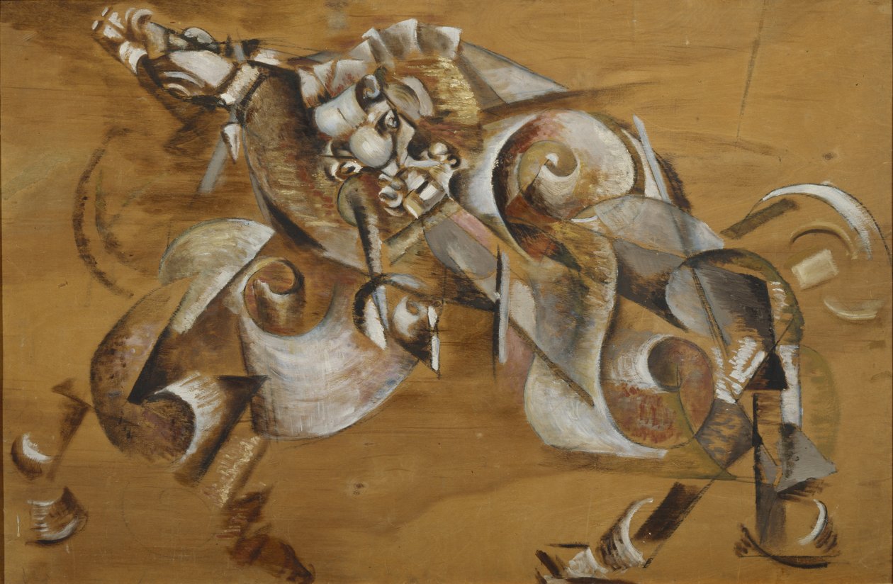Lew atakujący konia, 1917-1918 autorstwa Georgy Bogdanovich Yakulov
