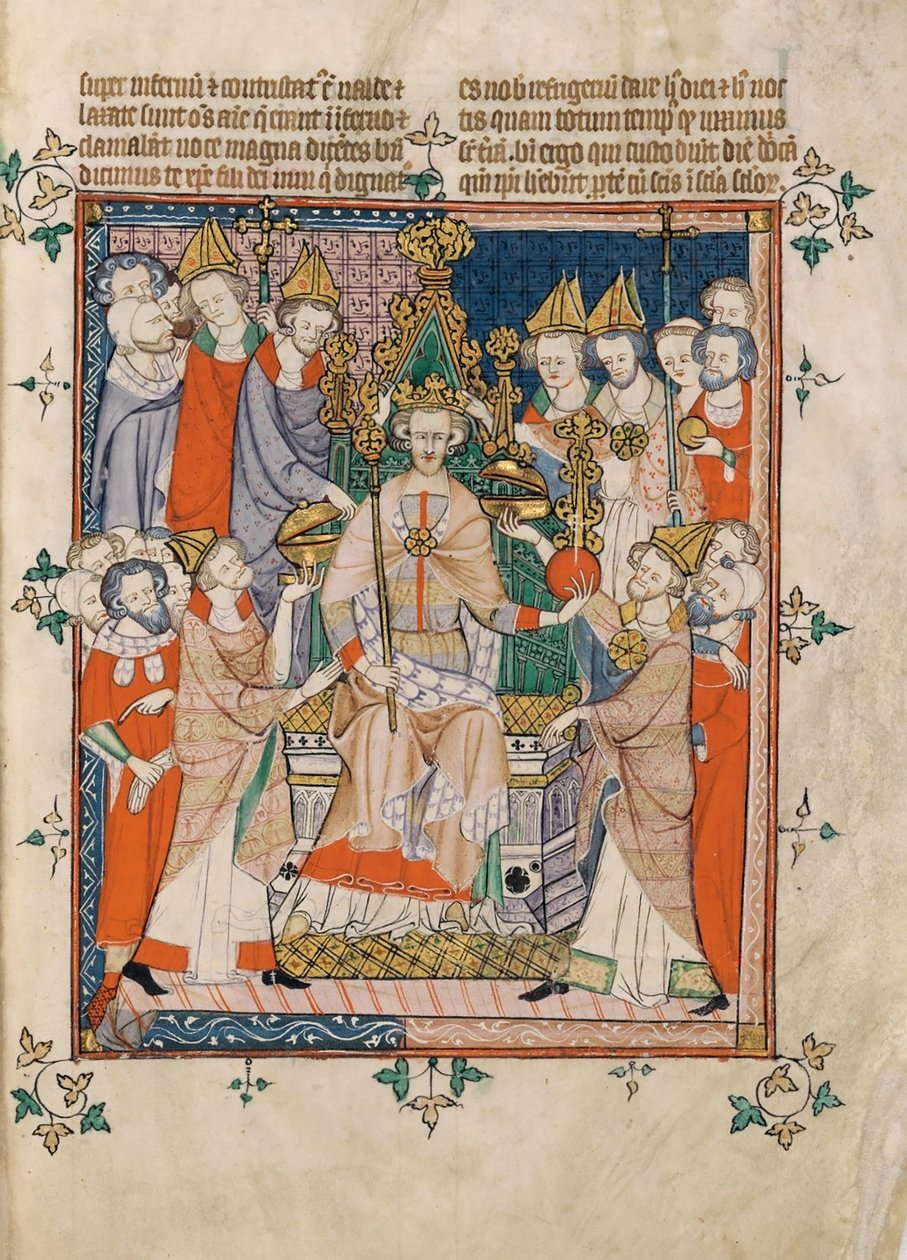 Koronacja Edwarda II z Apokalipsy, Visio Sancti Pauli, MS 020, Corpus Christi College, Cambridge, 1300-25 (28252729249) autorstwa Georgia Levan Ramishvili from Tbilisi