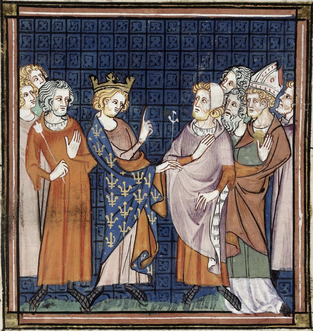 Rada w Rheims, Grandes chroniques de France, Royal 16 G VI f.258, ok. 1332-1350 (22093699984) autorstwa Georgia Levan Ramishvili from Tbilisi
