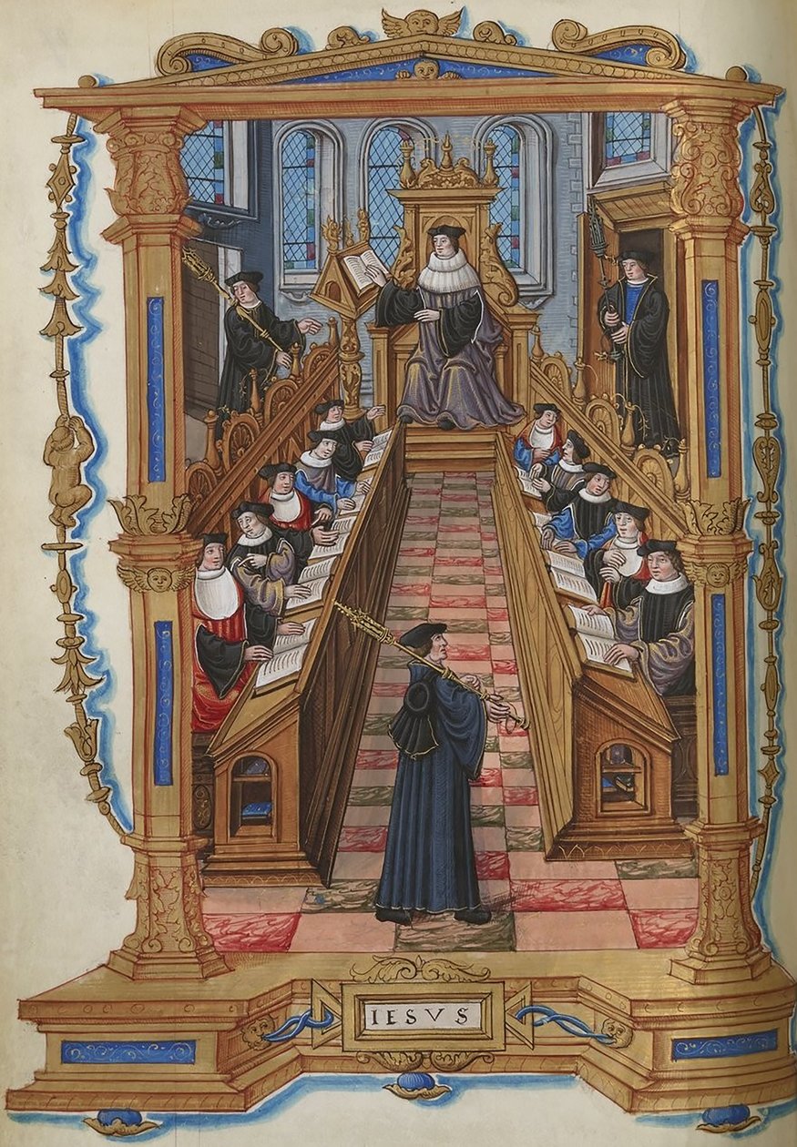 Lekarze na Uniwersytecie Paryskim autorstwa Etienne Colaud, z Chants Royaux, 1537 (42046662921) autorstwa Georgia Levan Ramishvili from Tbilisi