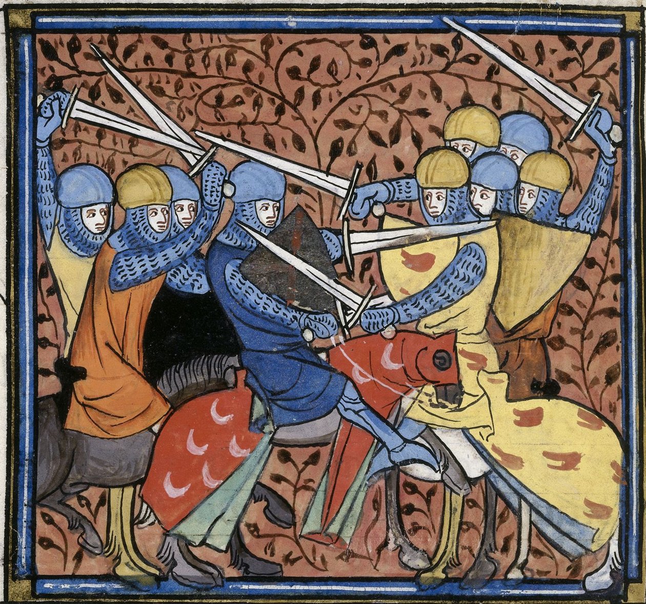 Ebroin pokonujący Austriaków, z Les Grandes chroniques de France, Royal 16 G VI f.114v, ok. 1332-1350 (22528516520) autorstwa Georgia Levan Ramishvili from Tbilisi