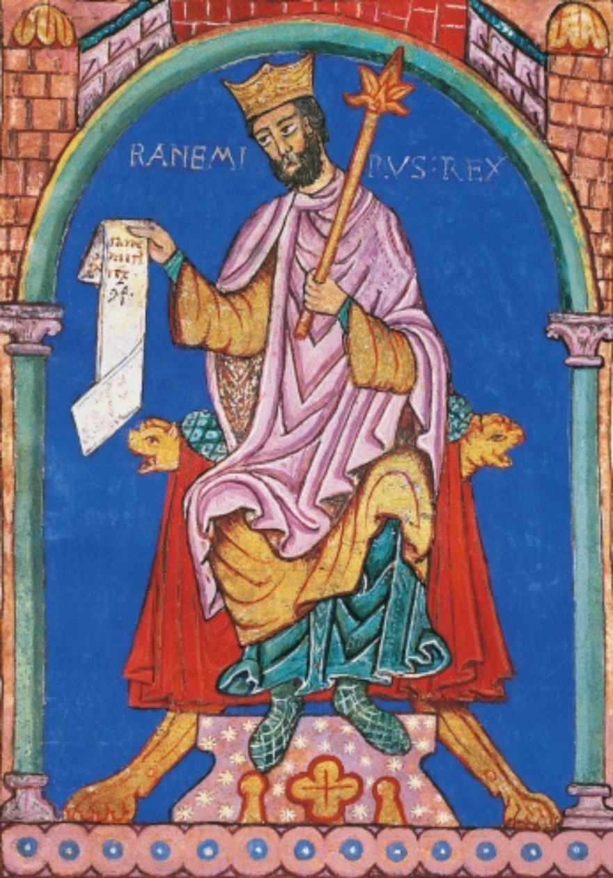 Król Ramiro II z Leonu, miniatura z Indeksu Przywilejów Królewskich, Hiszpania, XII wiek (21404317065) autorstwa Georgia Levan Ramishvili from Tbilisi