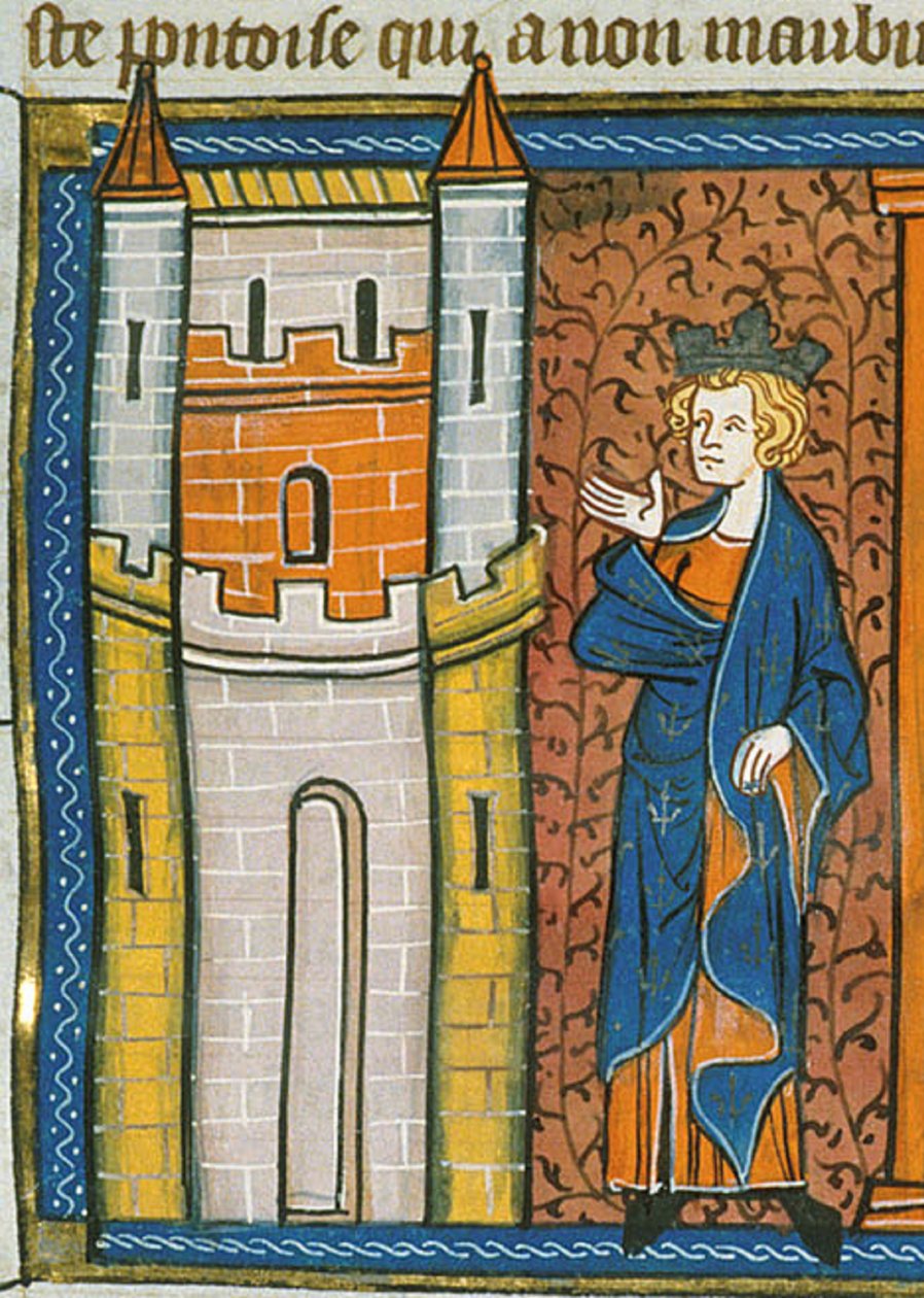 Ludwik IX przed twierdzą, z Chroniques de France ou de St Denis, XIV wiek (22690438696) autorstwa Georgia Levan Ramishvili from Tbilisi