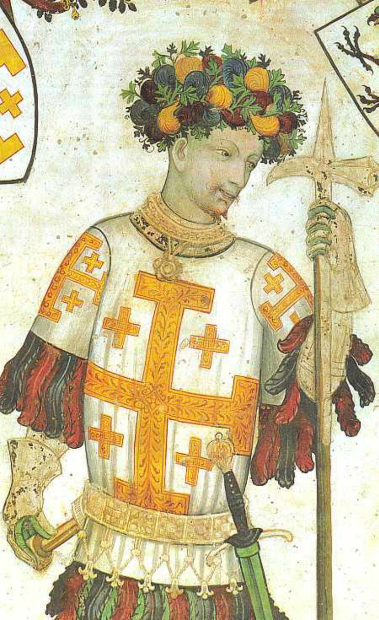 Manfred I z Saluzzo przedstawiony jako Godfryd z Bouillon, fresk autorstwa Giacomo Jaquerio, 1420 r. (25958141210) autorstwa Georgia Levan Ramishvili from Tbilisi