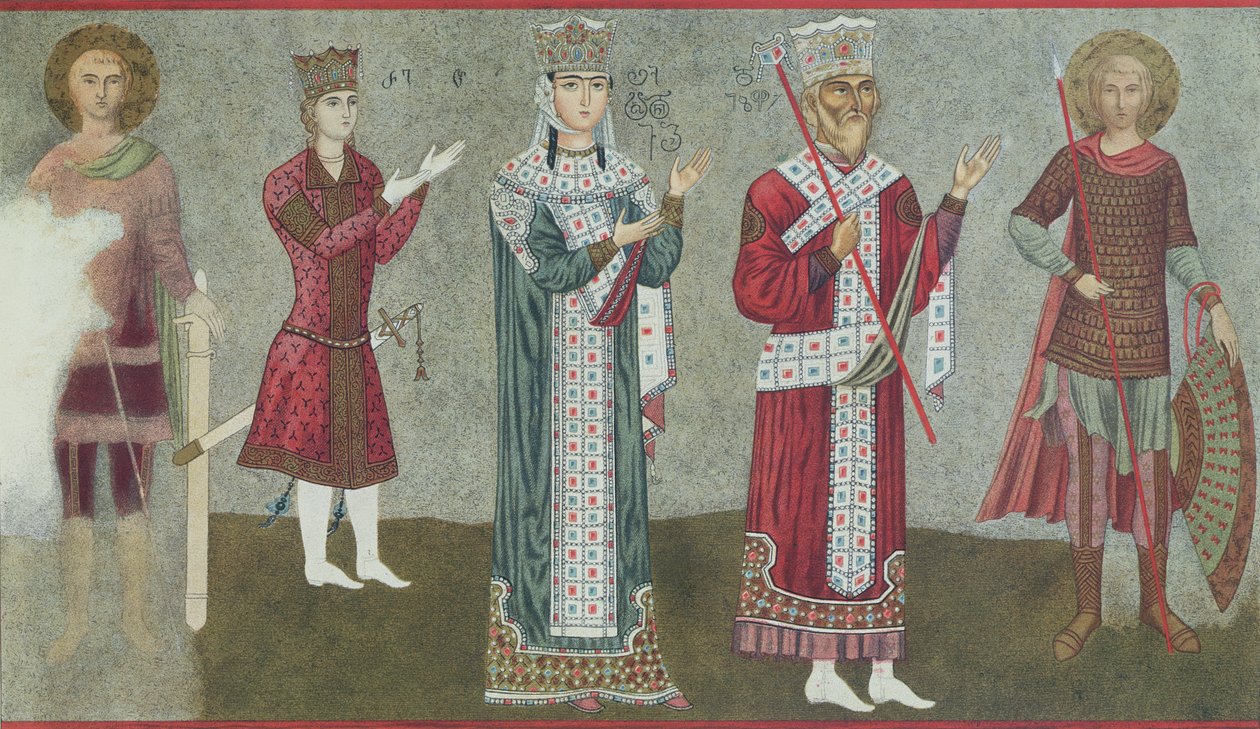 Kopia fresku przedstawiającego królową Tamar (1184-1213) i jej ojca króla Grigori III (1156-1184) autorstwa Georgian School