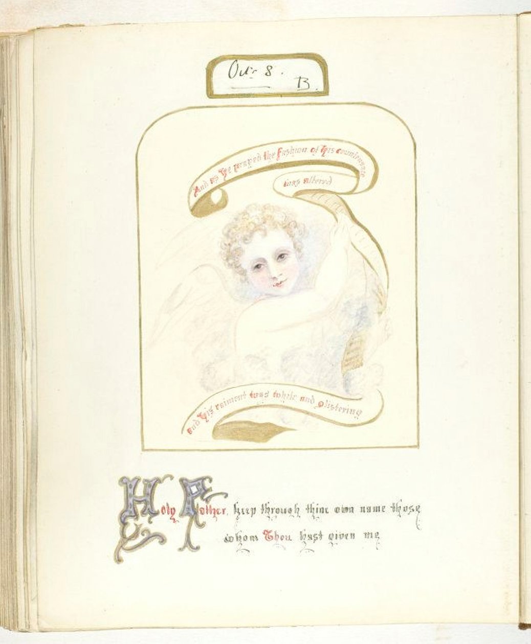 Bez tytułu [cherub i tekst religijny], 185568. autorstwa Georgina Cowper