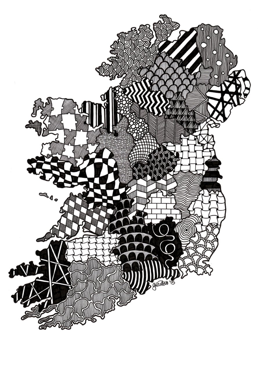 Irlandia, 2015 (tusz na brystolu) autorstwa Georgina Naisbitt