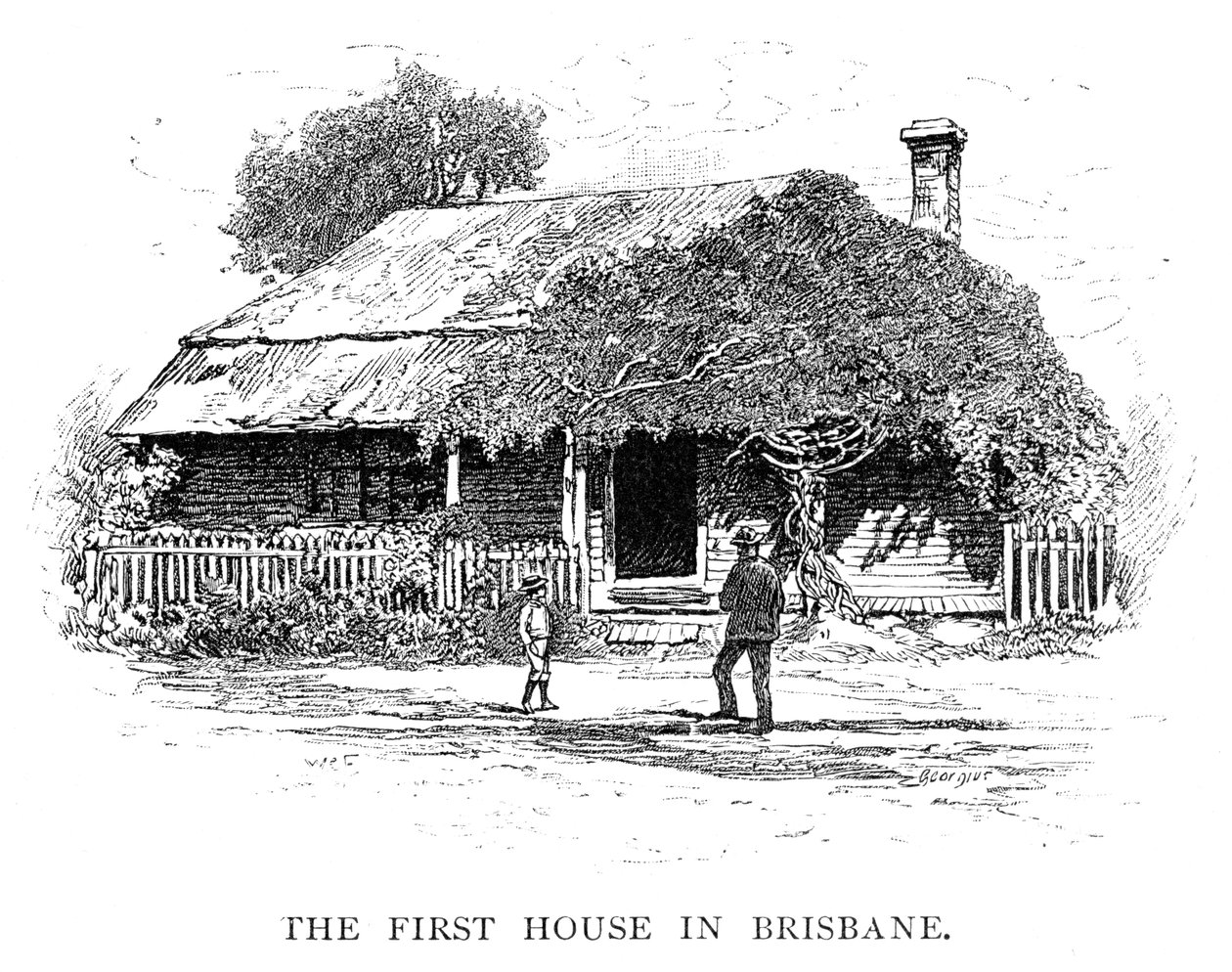 „Pierwszy dom w Brisbane”, Australia, 1886. autorstwa Georgius