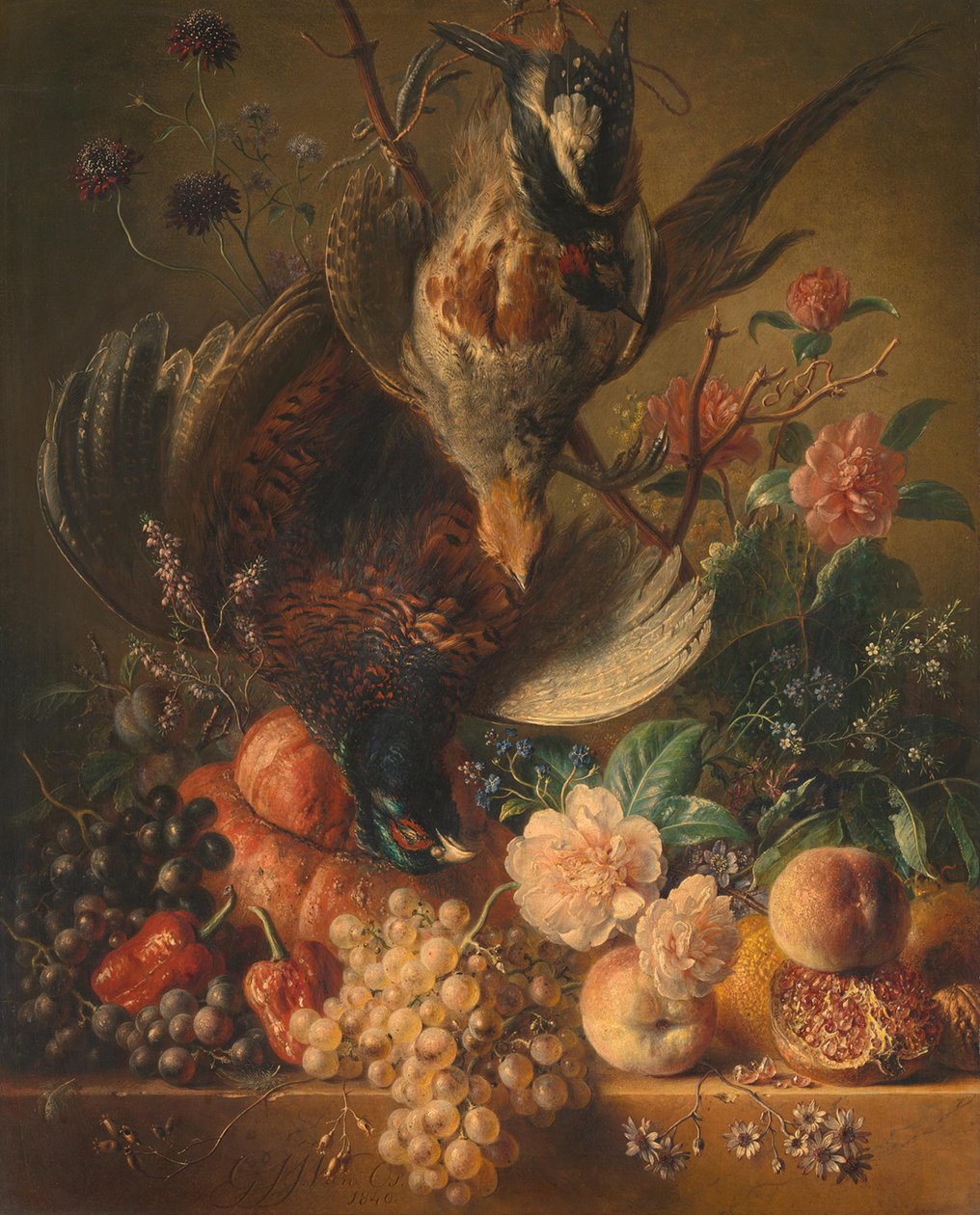 Kwiaty i drób autorstwa Georgius Jacobus Johannes van Os
