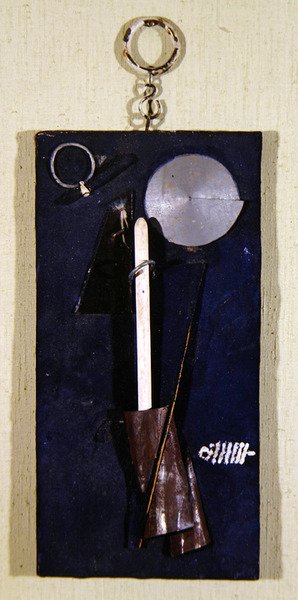Rosyjski marynarz (kompozycja abstrakcyjna), ok.1920 (media mieszane na desce) autorstwa Georgy (circle of) Stenberg