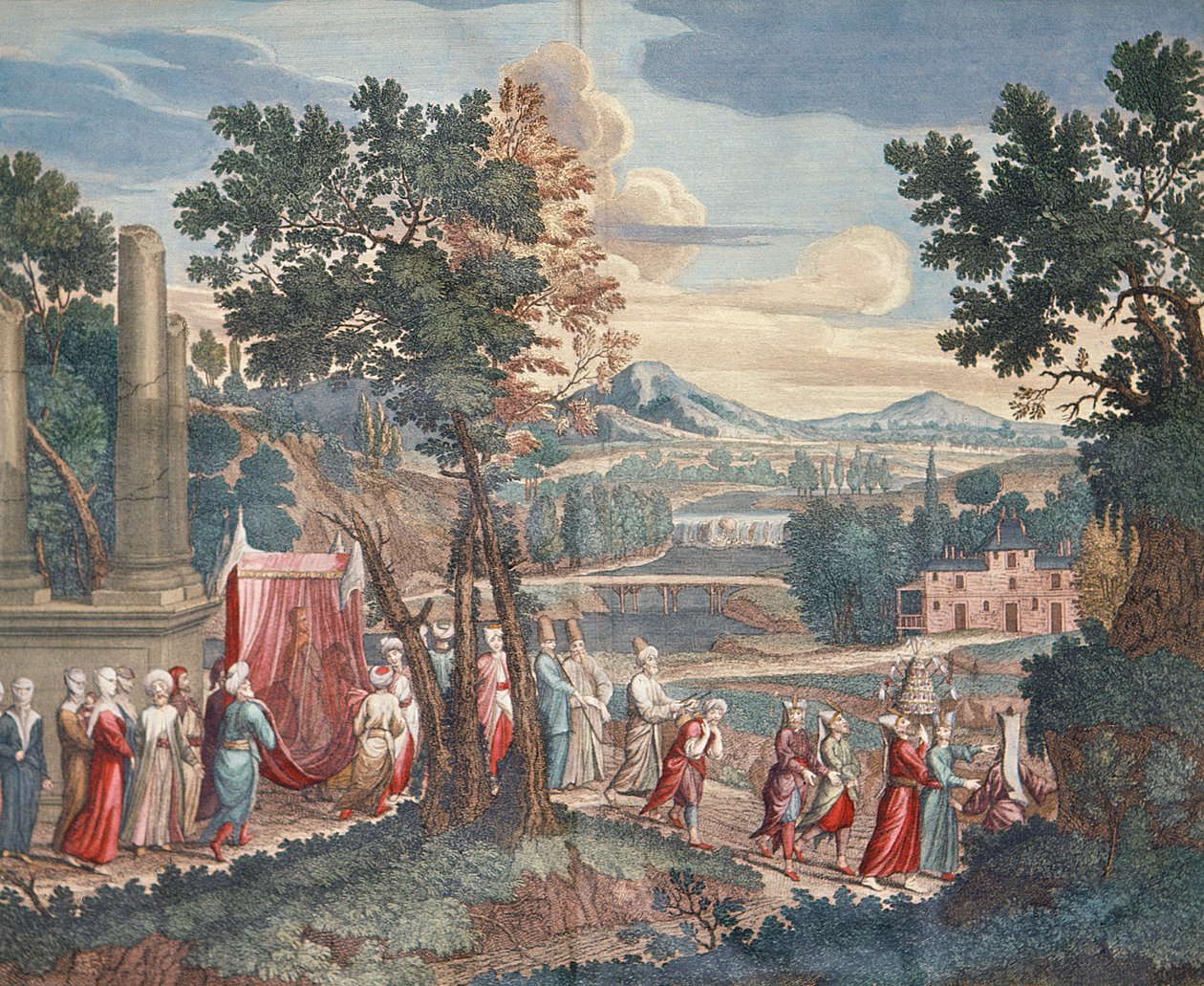Turecka procesja ślubna, 1712-13 autorstwa Gerard Jean Baptiste Scotin