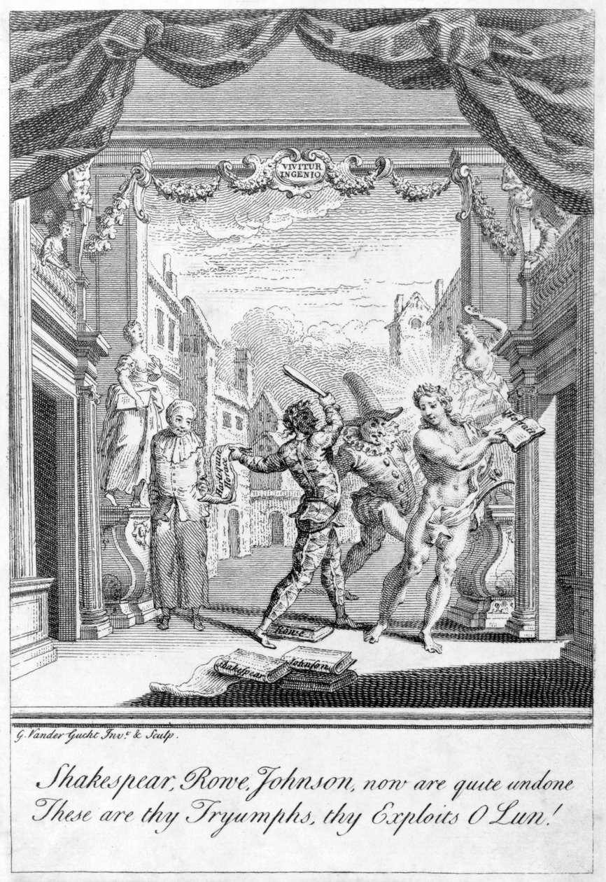Satyra na scenie popularnej, 1756 autorstwa Gerard Vandergucht