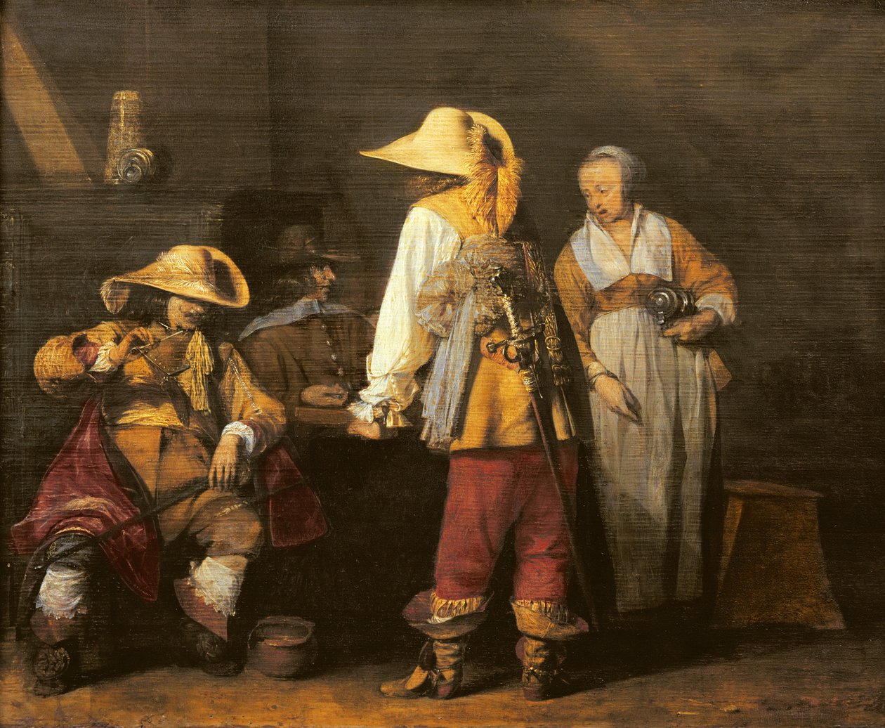 Wnętrze karczmy, 1636 autorstwa Gerard ter Borch