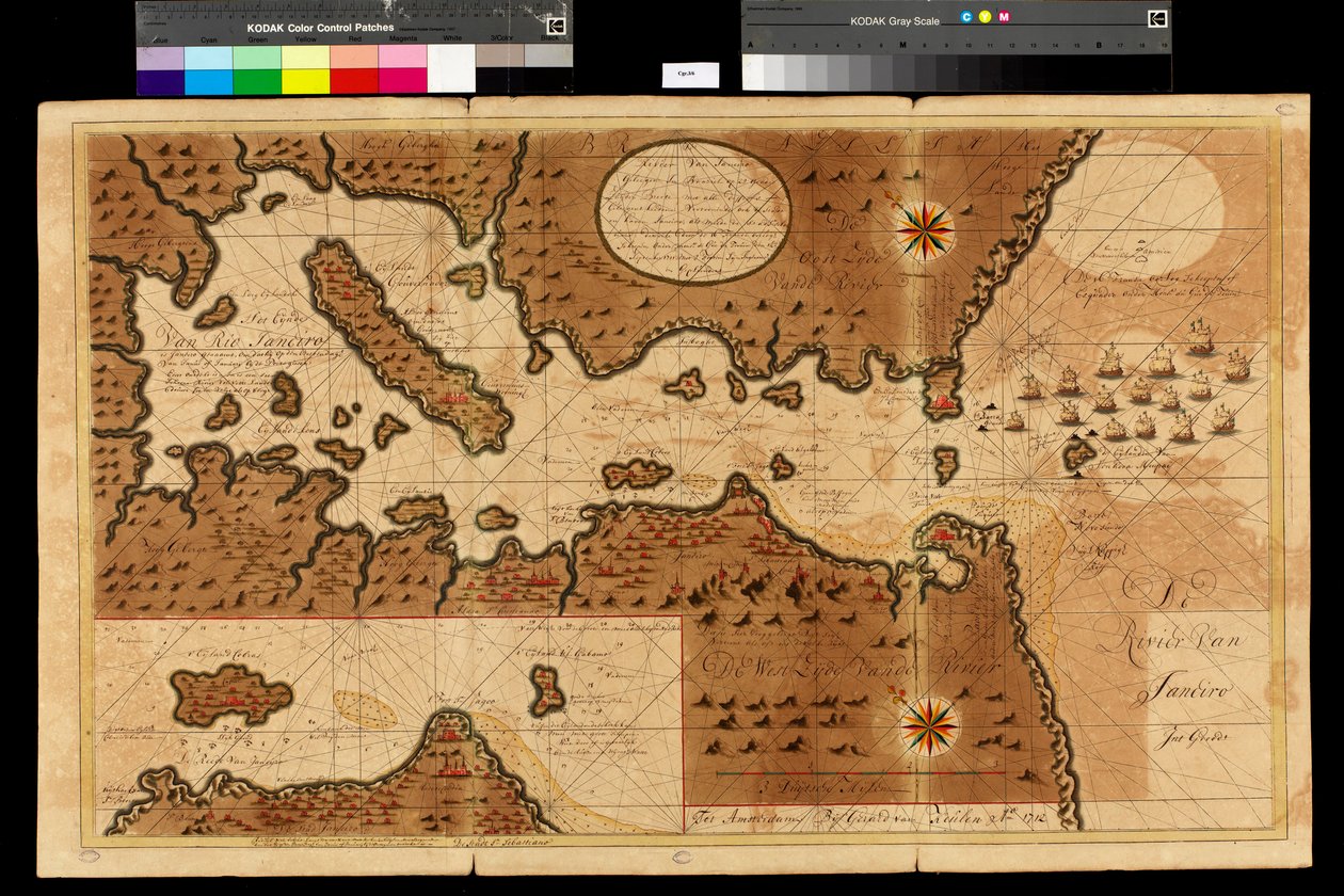 Mapa Zatoki Rio de Janeiro, 1709-13 autorstwa Gerard van Keulen