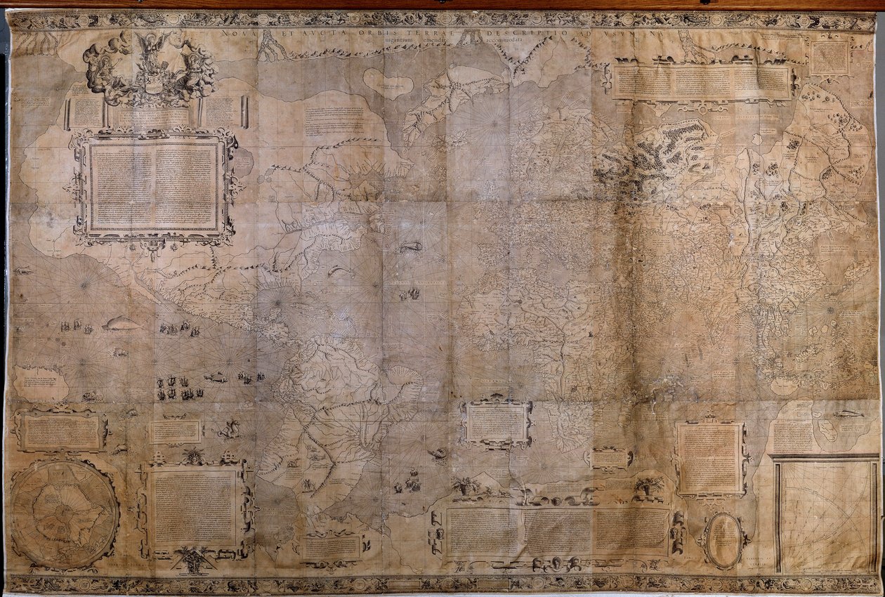 Mapa geograficzna świata. Mapa szkoły holenderskiej z rzutu Gerarda Mercatora (1512-1594) autorstwa Gerard (after) Mercator