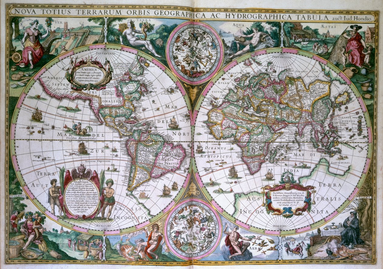 Mapa świata. Nowy świat wszystkich ziem autorstwa Gerard (after) Mercator