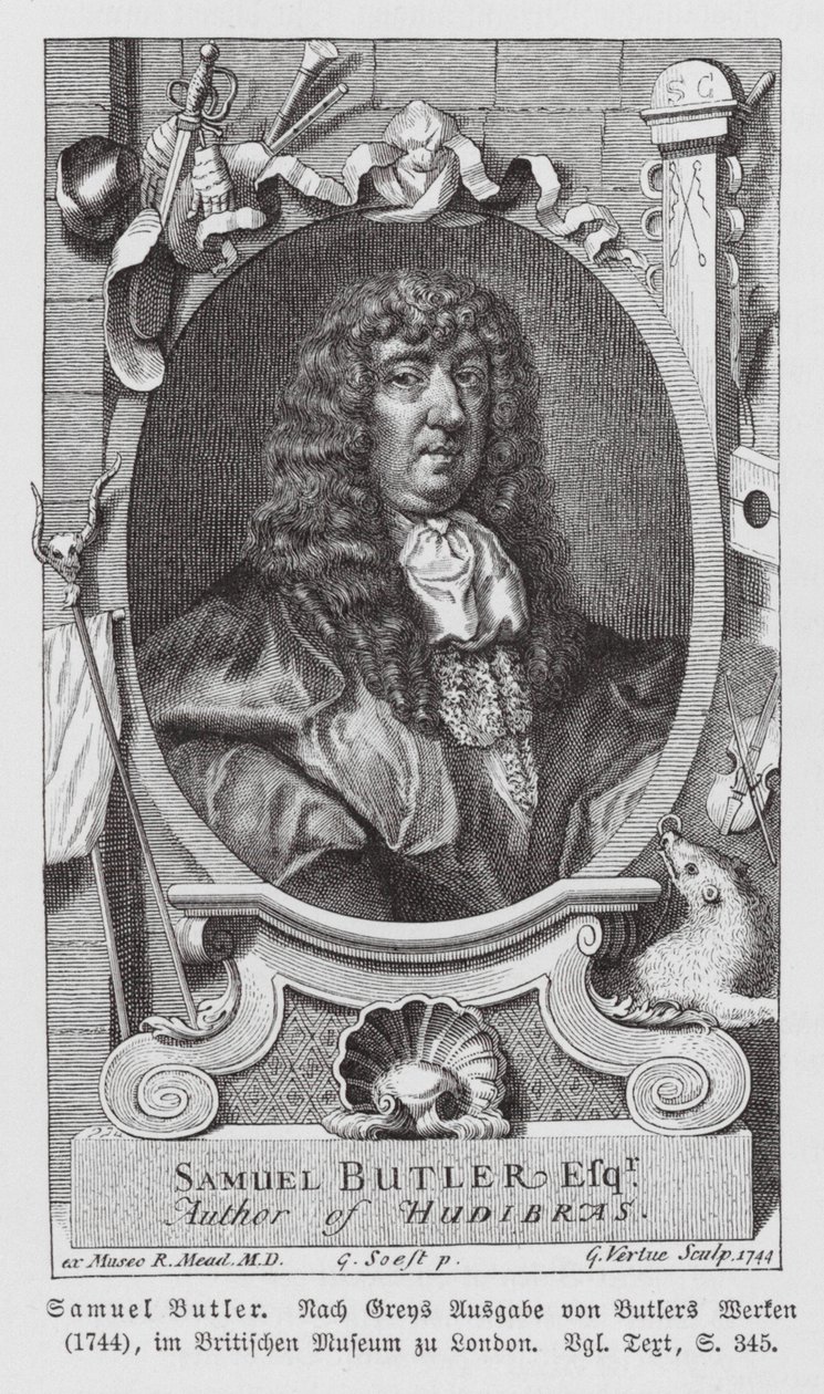 Samuel Butler, angielski poeta (rycina) autorstwa Gerard (after) Soest