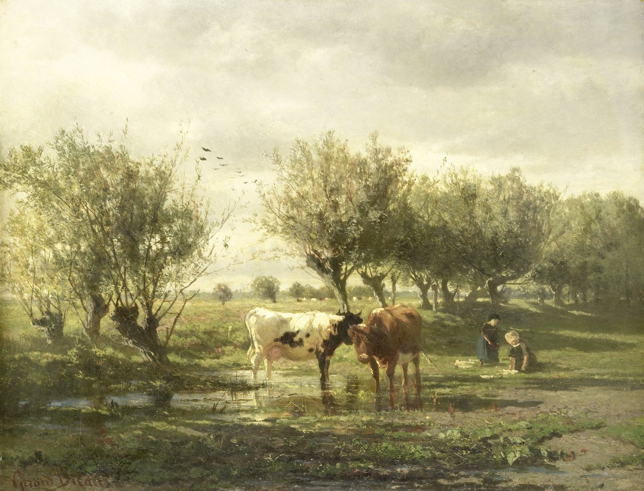 Krowy w stawie autorstwa Gerard Bilders (signed by artist)
