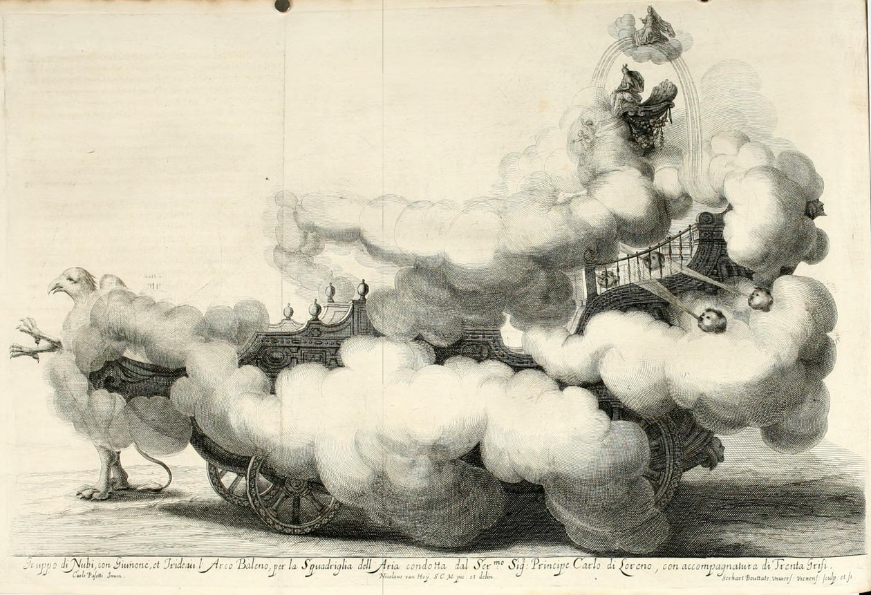 Zwycięski spór powietrza i wody. Radosne święto na koniu - Rydwan (1667) autorstwa Gerard Bouttats