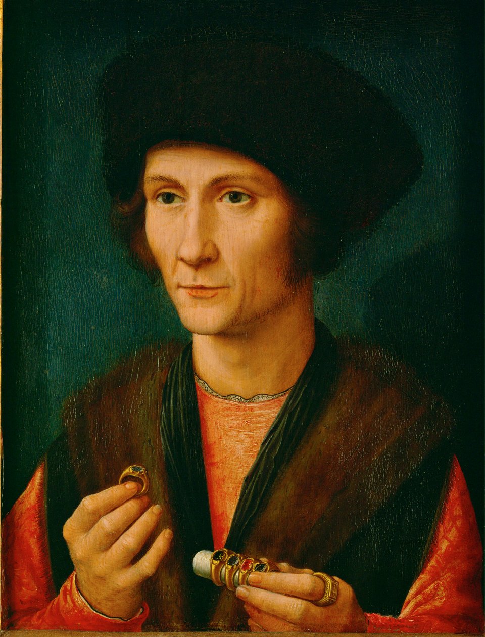 Złotnik, być może Jacques Cnoop, teść Gerarda Davida ... (olej na drewnie dębowym) autorstwa Gerard David