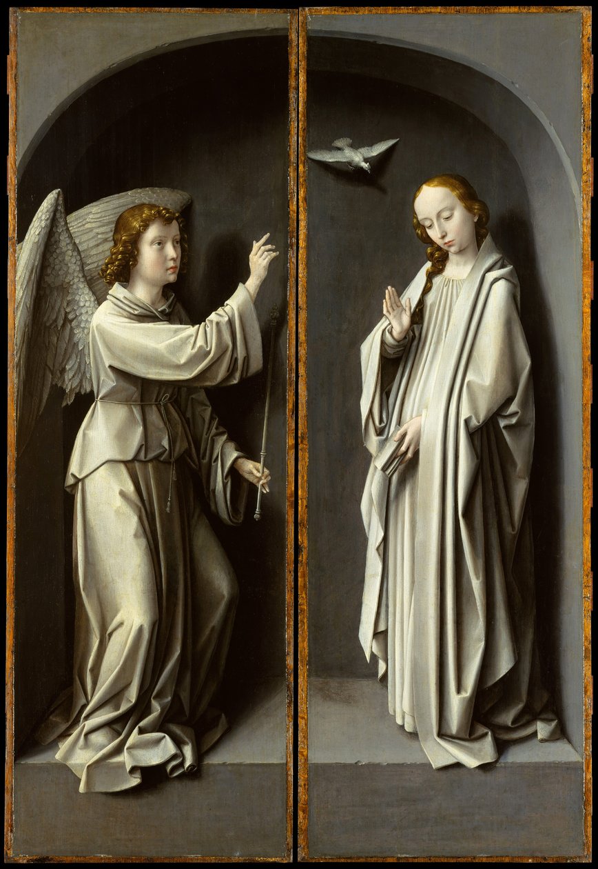 Archanioł Gabriel, Zwiastowanie Dziewicy, ca. 1510. autorstwa Gerard David