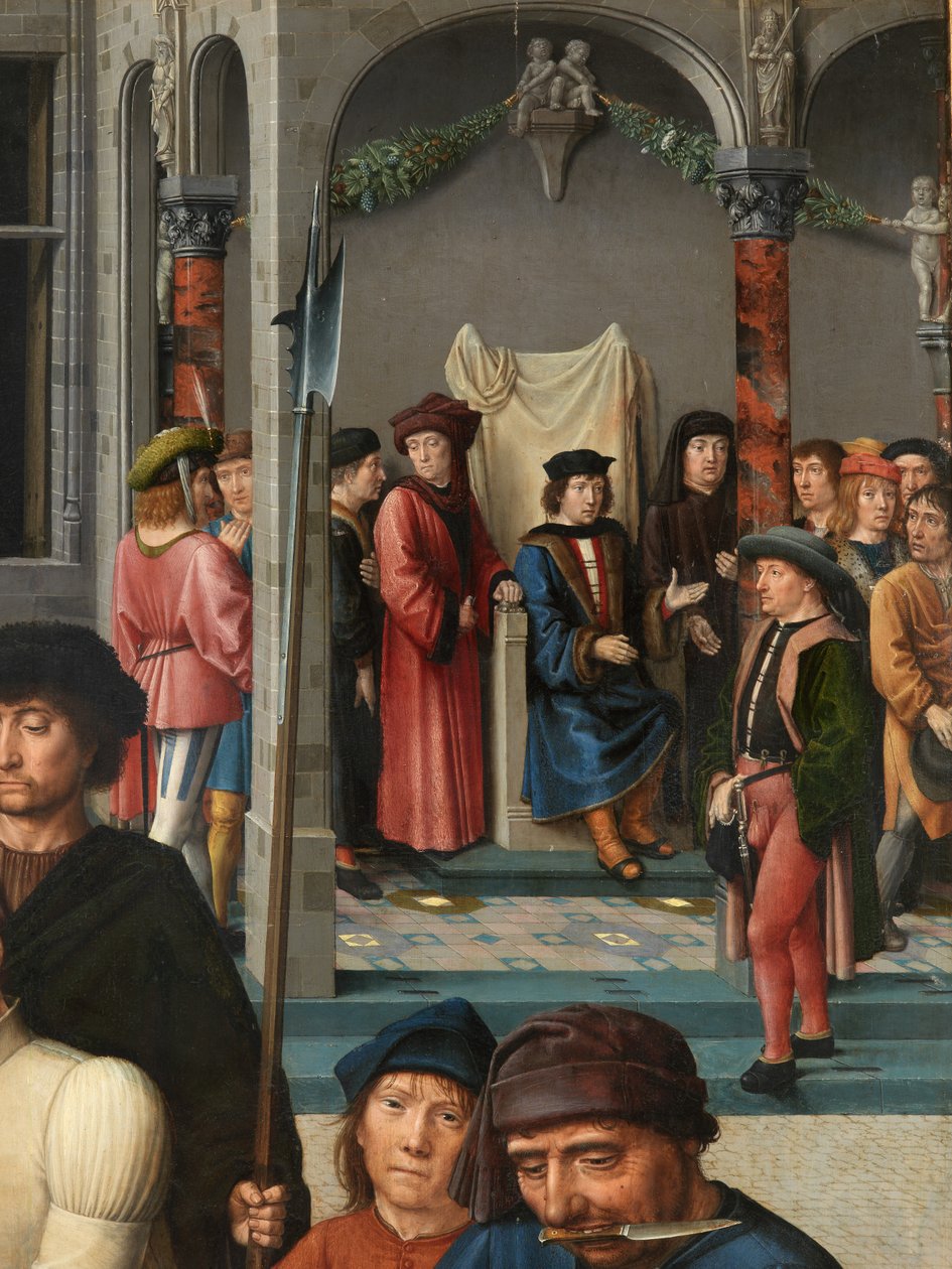 Szczegóły obdzierania ze skóry Sisamnes autorstwa Gerard David