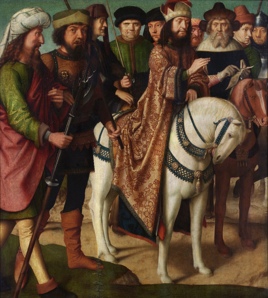 Rzymscy żołnierze i żydowscy sędziowie (olej na desce) autorstwa Gerard David