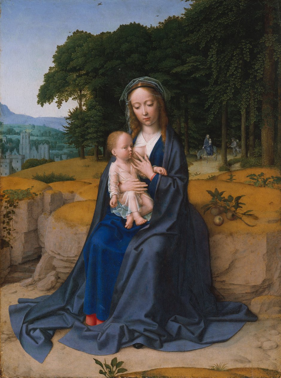 Odpoczynek w ucieczce do Egiptu, c.1512-15 (olej na drewnie) autorstwa Gerard David