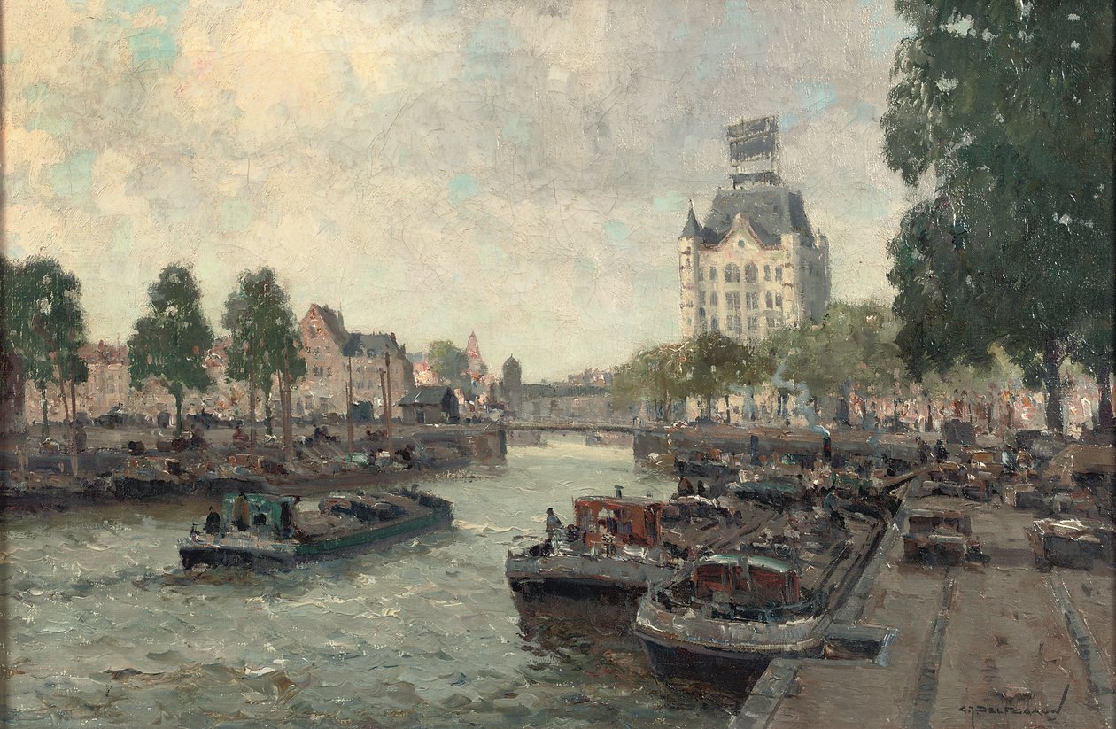 Widok na Witte Huis, Rotterdam (olej na płótnie) autorstwa Gerard Delfgaauw