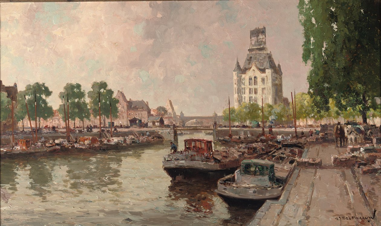 Widok na Witte Huis, Rotterdam (olej na płótnie) autorstwa Gerard Delfgaauw
