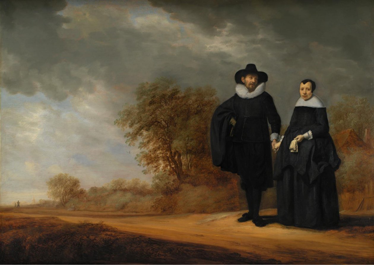 Burmistrz Cornelis Damasz. van der Gracht i jego żona Jopken Jacobs w krajobrazie autorstwa Gerard Donck