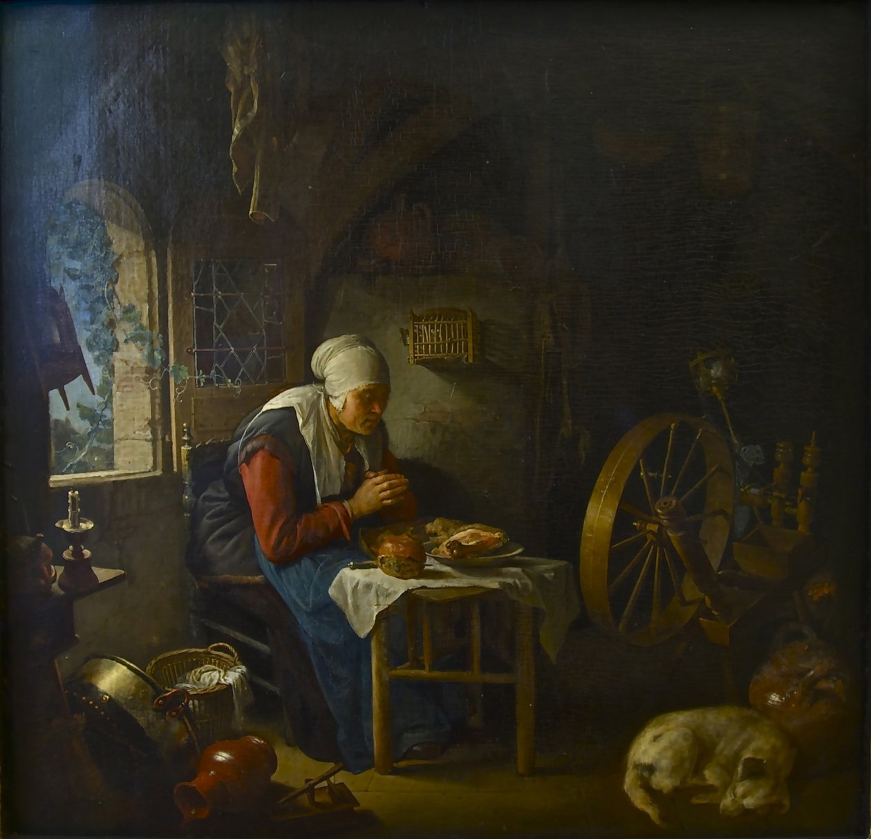 Modlitwa Prządki, 1645 autorstwa Gerrit Dou